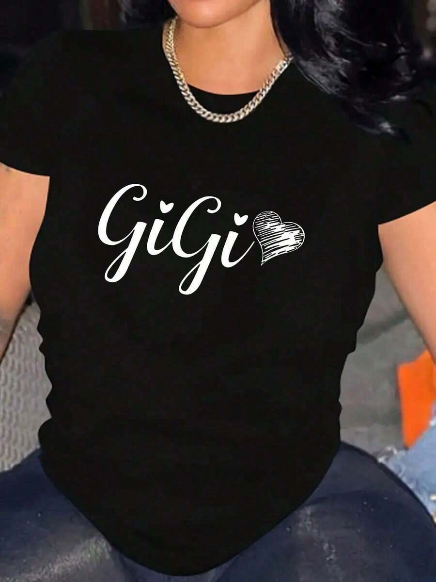Camiseta Casual de Mujer de Talla Grande con Estampado de Corazón GiGi - Perfecta para Uso Diario, Reuniones Familiares y Regalos | Entrega Rápida - Estilo - Ver 1