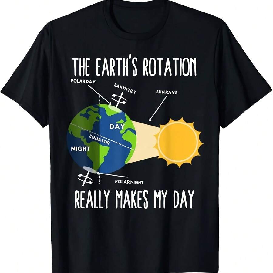 Humorous T-Shirt About The Earth's Rotation, T-Shirt With Clever Graphic About The Day And Night Cycle In Astronomy For All Ages, Excellent For Education - Shape - View 1
