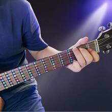 2pcs Self-Adhesive Guitar Fretboard Note Stickers, Comes With 3pcs Random Color Guitar Picks (0.71mm Thickness), Colorful Note Stickers Fretboard Grid - Best Guitar Learning Tool For Beginners - Black - View 6