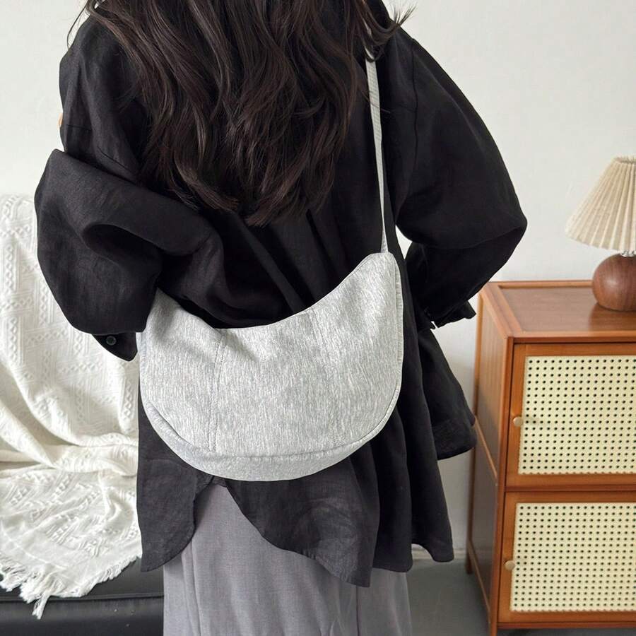 LECEY Túi đeo chéo thể thao unisex, mẫu túi đeo chéo hình bánh bao mùa xuân 2026 mới. - Màu xám đen - Xem 1