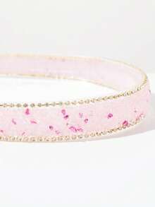 1 Peça Tiara Elegante de Cor Sólida com Corrente de Cristal e Dentes Antiderrapantes, Adequada para Uso Diário de Mulheres - rosa - Visão 3