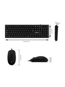 Lenovo 联想有线键盘鼠标套装,104键全尺寸USB办公键盘,搭配1200 DPI人体工学鼠标,适用于笔记本电脑、台式电脑、家用办公设备 - 查看 8