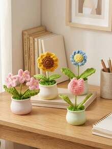 1 món đồ trang trí phòng khách, đồ trang trí xe hơi, hoa khô bằng len, đồ trang trí chậu cây, cây cảnh làm thủ công, hoa tulip may mắn bằng len, cây mô phỏng chậu cây trang trí phòng khách. - Nhiều màu - Xem 4