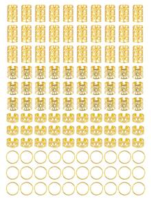 120 piezas de coleteros de formas mixtas, adecuados para peinados trenzados, lazos de pelo ajustables para todas las estaciones - Dorado - Ver 6