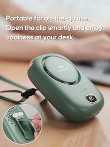 kinscoter 1 pieza Ventilador mini portátil recargable de 1800mAh, accesorio para camping, playa, viaje, vuelta al cole, enfriador de aire de verano para exteriores, ventilador de mano, ventilador personal de cintura, ventilador recargable - Verde - Ver 7
