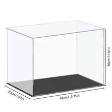 1pc Acrylic Display Case, Various Sizes, Plastic Assembly Dustproof Display Box With Matte Black Base, Suitable For Action Figures, Collectibles, Statues, Models - Transparent - View 15