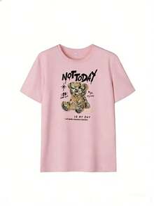 Stylish Urban T-Shirt, A  Short-Sleeved T-Shirt For Spring And Summer 2026, Made In Mexico, 180 Grams. Cartoon Print, Couple Design, Suitable For Indoor Or Outdoor Wear. Crew Neck, Unisex, Ideal For The Office And Leisure. One-Pack. - PK-P631577SLNDXZGY565 - 查看 2