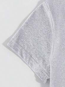Women's T-Shirt With Heart Print And Round Neck - Gray - View 3