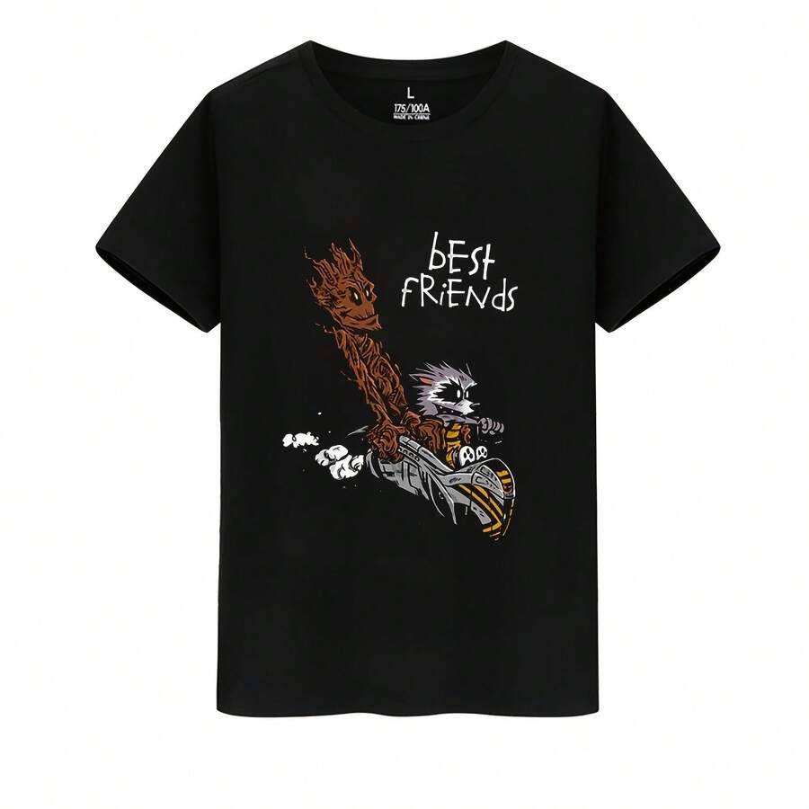 Short-Sleeved T-Shirt Featuring The Avengers, Rocket Raccoon, Grute, And Little Tree . - Shape - View 1