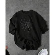 Camiseta Deportiva Manfinity Sport Corelite para Hombre - Manga Corta Cuello Redondo con Estampado Botánico, Ropa de Verano para Ejercicio - Negro2 - Ver 2