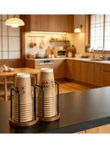 1pc Cup Holder, Tabletop Cupboard Organizer Without Drilling, Automatic Beverage Dispenser, Commercial Bar Cup Rack, Kitchen Coffee Station Cup Storage Shelf - View 2