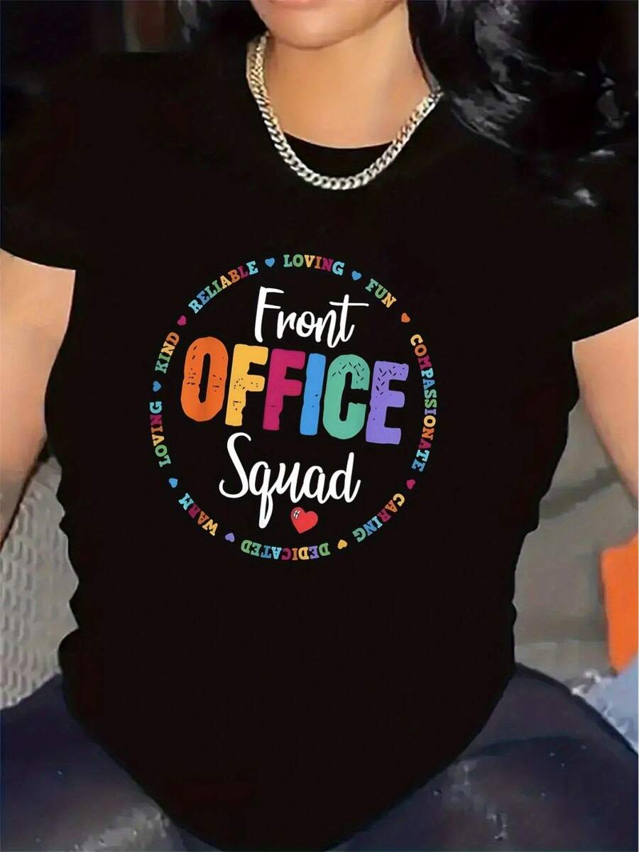 1 camiseta de manga corta exclusiva para el equipo de recepción, adecuada para el entorno laboral, duradera y cómoda, hecha de material suave con estampados vibrantes, perfecta para el uso diario en oficinas o restaurantes. 100% algodón, 180g. - Negro - Ver 1
