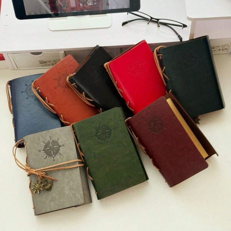 Sổ tay da A5 phong cách retro, sổ nhật ký du lịch tự làm thủ công, gáy buộc dây, sổ ghi chép kế hoạch kinh doanh nhỏ phong cách retro, thích hợp làm quà tặng cho văn phòng và trường học. - nhật ký - Xem 1