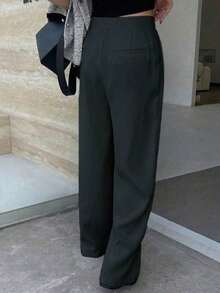 Tailored Wide Leg Trousers - 深灰色 - 查看 6