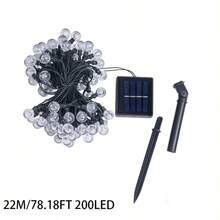 Dây đèn LED năng lượng mặt trời hình cầu pha lê dài 22 mét, 200 bóng, 8 chế độ đổi màu, thích hợp trang trí ngoài trời, sân vườn, hiên nhà, tiệc tùng, Giáng sinh, đám cưới. - Nhiều thông số kỹ thuật - Xem 5