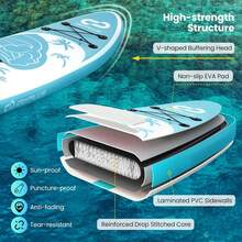 Infable Stand Up Paddle Board, 10FT/10.5FT/11FT SUP With Accessory Pack, Adjustable Paddle, Carry Bag, Fin, Hand Pump, Leash, Repair Kit - Light Blue Coconut Wave - View 4