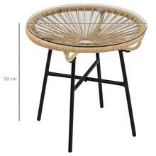 Bistro Table, Round Garden Table, Rattan Side Table, For Patio Or Balcony, Black And Beige, 50 X 50 X 50 Cm - Beige - View 7