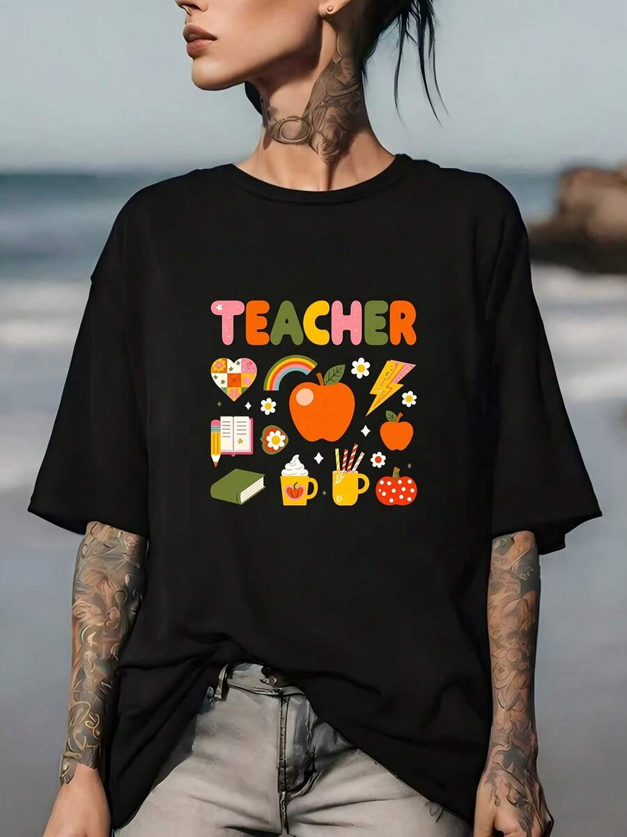 Teacher's Day Gift: 180g T-Shirt, Family Team Building Gift - Perfect For Appreciation Events And Teacher's Day Gifts - 黑色 - 查看 1