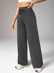 Pantalones Deportivos de Yoga para Mujer ZZLDewbera con Estampado de Letras y Cintura Cruzada - Gris - Ver 7