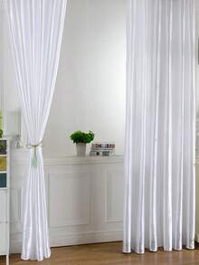 1pc Solid Color Semi-Blackout Curtain, Rod Pocket Design Room Divider Curtain, Suitable For Living Room, Bedroom, Wedding, Party Backdrop Decoration, 70gsm - Multicolor - View 12