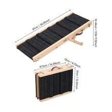 Adjustable Dog Ramp, Portable Folding Pet Ramp, Long Wooden Pet Ramp For Bed With Non-Slip Traction Mat For Small Dogs, Dog Climbing Ladder For Sofa, Bed, Couch,Car - 83*31*6cm - View 11