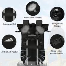 Rolltop Rucksack Damen Herren, Rucksack Wasserdicht, Laptop Rucksack 17 Zoll Groß Reiserucksack Daypacks Backpack Wanderrucksack Schwarz - Schwarz - Übersicht 5