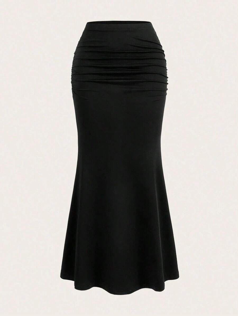 plisada de unicolor con cola de pez para mujer - Negro - Ver 1