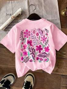 Howell Women's Plus Size Black Short Sleeve T-Shirt, Versatile Style, Hand-Painted Daisy Floral Print, Casual And Cool For Summer - 羅莎 - 查看 3