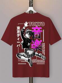 Camiseta Casual Deportiva para Hombre Tokyo Diva con Estampado de su Hermosa Voz y Rostro - Burdeos - Ver 2