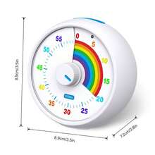 60 Minute Visual Timer For Kids, Classroom, Office, Kitchen, Desktop Timer, Children Time Management Tool, Silent Operation, Pomodoro Timer, Rainbow Pattern - Multicolor - View 10