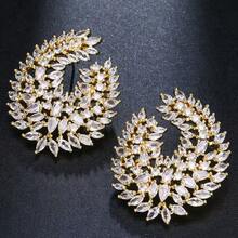 Bộ trang sức cưới mạ bạc thủ công đính đá Zirconia trắng, kiểu dáng đối xứng, dành cho cô dâu. - bạc - Xem 2