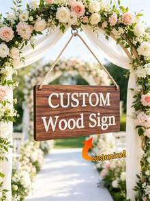 1Pc Personalized Wooden Sign, Custom Text Rustic Farmhouse Plaque With Jute Rope, Family Name Or Welcome Sign, Home Wall Decor, Kitchen, Living Room, Bedroom, Gift For Mom, Dad, Kids, Housewarming, Holiday, Birthday - Multicolor - View 2