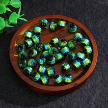 8mm 多色幻彩玻璃珠 - 5/10顆 綠色與藍色銀箔散珠，適用於DIY珠寶製作、項鍊、手鍊、耳環 - 彩色 - 查看 2