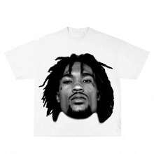 Vintage Graphic T-Shirt Inspired By Hunxho, Thick Cotton, 90s Basketball Style, Hip Hop Style, Y2K Aesthetic, Retro, Classic, With Large Celebrity Face Print YWSM - 白色 - 查看 12