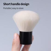 1 pieza Pincel portátil para polvo de uñas, diseño de mango corto de metal con cerdas suaves, limpieza rápida y fácil de polvo de uñas para principiantes y manicura de maquillaje, multiusos - Blanco - Ver 6