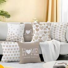 MEMNUN 6pcs Milk Tea Watercolor Gradient Bow Tie Illustration "Home Sweet Home & Love Lives Here" Inspirational Quotes Printed Pillow Case Covers, Made Of Polyester Fabric, Single-Sided Printing, Suitable For Home Decor, Living Room Sofa Cushions, Gifts, Available In 17.7*17.7in(45*45cm)/19.69*19.69in(50*50cm)/15.75*15.75in(40*40cm) - Multicolor - View 7