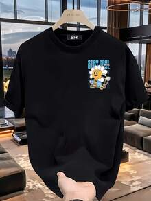 Nueva camiseta de manga corta para mujer de 180 g,% algodón - Camiseta casual versátil con estampado de verano para hombre - Camiseta con estampado de verano para parejas - Unisex - Regalo para vacaciones - Negro - Ver 2