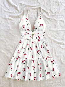Vestido corto con estampado de limones coloridos para mujeres en vacaciones de primavera, outfit de San Valentín, atuendos de verano, vestido de cumpleaños - Multicolor 3 - Ver 4