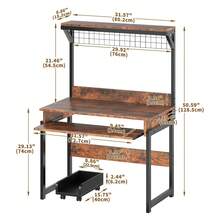 Computer Table, Study Table, Desk With Computer Stand Groove Design, Ergonomic And With Storage Rack - màu nâu - Xem 2