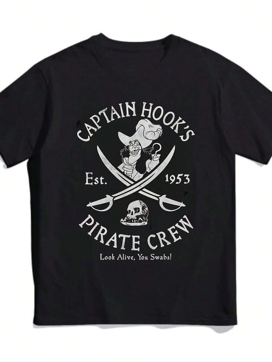 Camiseta unisex, camiseta de la tripulación pirata del Capitán Hook|IgualEstiloparaHombresYMujeres,2025Verano,De manga corta,Impreso,,,TripulaciónCuello,Para todas las estacionesVintageEstilo,RegularAjustePerfectoparaAdultos, ropademujerblusasparadamacasualescamisasdemujerblusablusasparamujercamisas, GráficasimpresoAmigable con la piel, estilo de los 90Retro, Ropa Urbana, De ModacasualCamisetas, GráficasimpresoAmigable con la piel, estilo de los 90Retro, Ropa Urbana, De Modacasualcamisetas - Negro - Ver 1