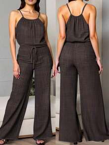 Pantalones tipo mono holgado de moda para mujer de talla grande - Marrón - Ver 7