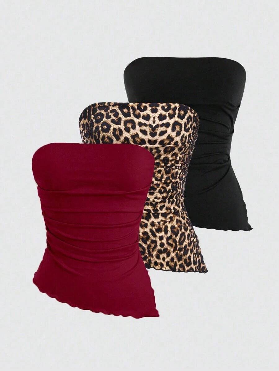Top tubo asimétrico con volantes sexy  para mujeres - Multicolor 8 - Ver 1