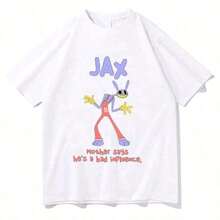 Men's Clothing; Jax Summer T-Shirts With Purple Rabbit Anime Print, Funny Digital Circus Character T-Shirts,  Graphic Clothing, 100% Cotton, Short Sleeve, Vintage T-Shirts For Men And Women, Matching Anime Couple T-Shirts, Ideal For Holidays And Summer Outfits, Pure Cotton, Soft And Skin-Friendly R8WL - High Quality - 白色 - 查看 1