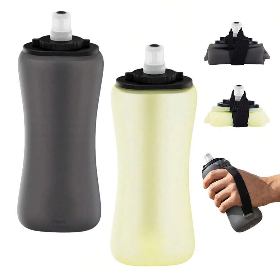 1 Pack Collapsible Water Bottles 350ml(11.84 Oz), 2026 New Reusable Running Foldable Water Bottle, Leakproof Travel Water Bottle For Running, Hiking, Travel, Outdoors, Camping (1, Blue) - 黑+黃 - 查看 1