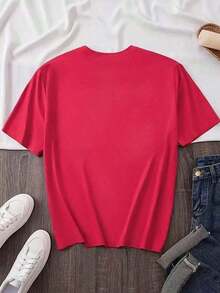 Camiseta Casual para Mujer |       Camiseta con estampado de águila y bandera para el 250º aniversario de la Independencia de Estados Unidos, 1776-2026, para celebraciones del Día de la Independencia. Cuello redondo, manga regular, tela ligeramente elástica, corte relajado. Camiseta gráfica para mujer para la celebración de los 250 años.Tela ligera, corte clásico, perfecto para eventos y atuendos diarios. Blusas de verano, regalo para las fiestas. - Rojo - Ver 2