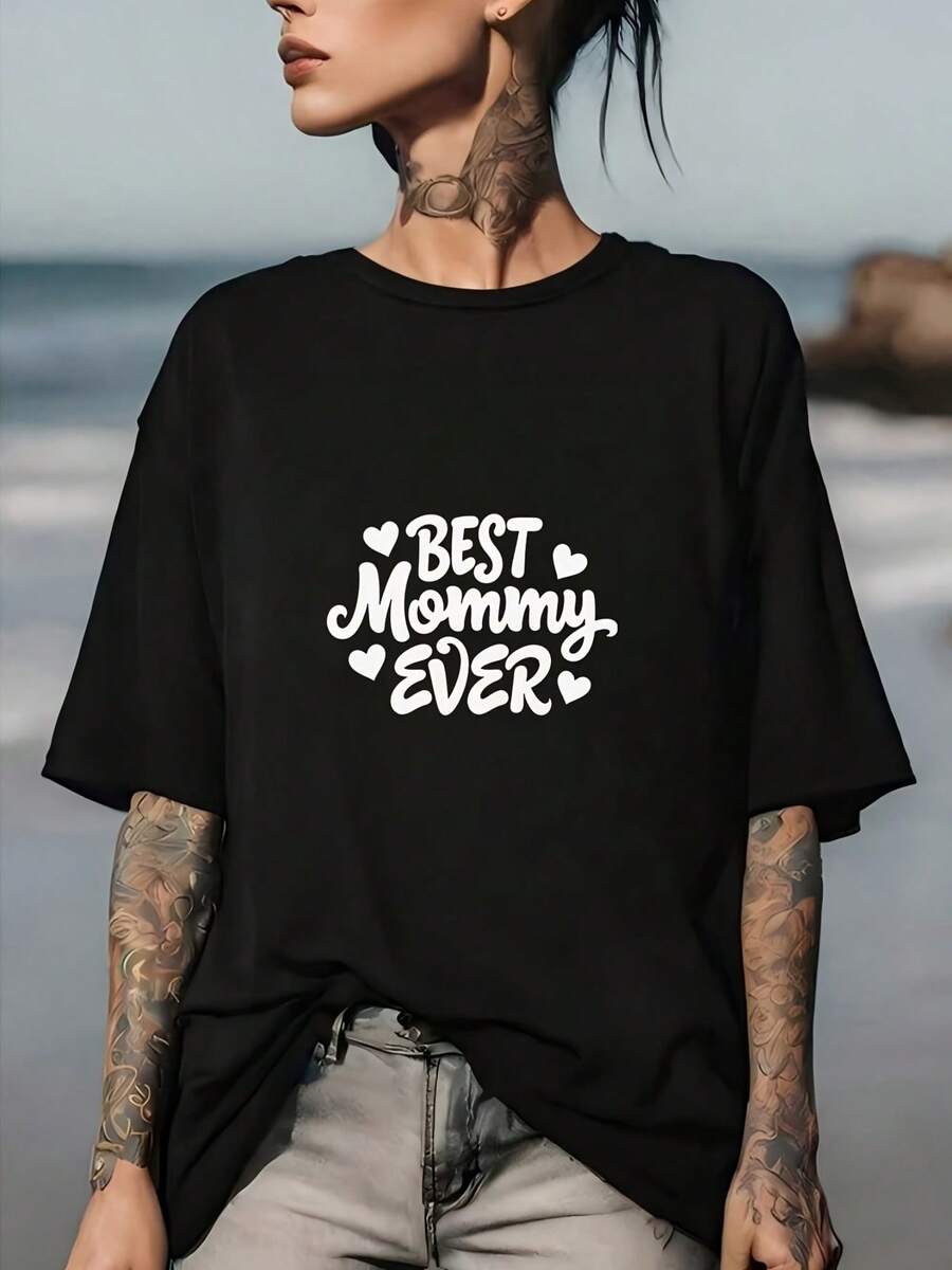 Designed For Modern, Stylish, And Comfortable Women, The "Best Mom" 180G T-Shirt Is Made Of Soft Fabric. It's The Perfect Mother's Day Gift And Ideal For Family Gatherings. This And Comfortable Summer Top Is Crafted From Premium Soft And Breathable Fabric, Designed For All-Day Comfort And Versatile Everyday Wear, Perfect For Casual Outings. - 黑色 - 查看 1