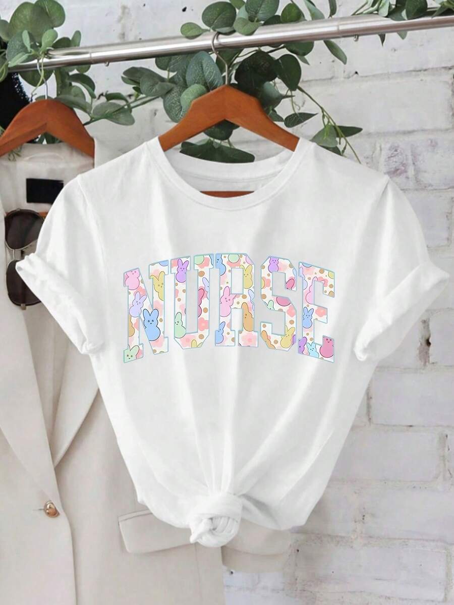NORSE Women's Short Sleeve Sport T-Shirt With Directional Print, Casual Fashion, Comfortable, Ribbed Collar, Double Stitched Shoulders, Ideal For Spring And Summer Wear - Comfortable - 白色 - 查看 1