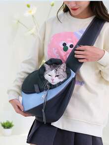 Breathable Mesh Pet Carrier Backpack, Adjustable Strap For Small Dogs & Cats, Suitable For Outdoor Walking, Shopping, And Medical Visits - Multicolor - View 6
