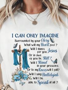 Camiseta inspiradora para mujer WoWomen' S con estampado de letras "Solo puedo imaginar estar rodeada de su gloria", casual, de manga corta, cuello redondo, transpirable, perfecta para primavera, verano y otoño, regalos inspiradores, estilo urbano de moda, manga corta - Blanco - Ver 6