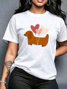 Camiseta Oversize Talla Grande Mujer con Estampado de Corazones y Leopardo - Ropa Casual Chic para Mujeres - Blanco-2 - Ver 2